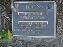 
Ailsa Katie GIBBONS,
1-6-1934 - 23-5-1997,
wife of Bob;
Robert Ernest GIBBONS,
7-4-1929 - 14-8-2001;
Mudgeeraba cemetery, City of Gold Coast
