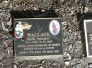 Eric (Syksey) WALLACE, 15-5-1944 - 6-10-2002, husband of Mertz, father of Ian & David; Mudgeeraba cemetery, City of Gold Coast 