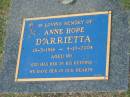 Anne Hope D'ARRIETTA, 19-5-1914 - 4-10-2004 aged 90 years; Mudgeeraba cemetery, City of Gold Coast 