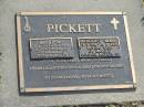 
Harold (Hal) PICKETT,
7-2-1917 - 2-2-1998,
husband of Margaret,
father of Peter, Tony, Terry, Mark & Beverley;
Margaret (Margie) PICKETT,
21-3-1916 - 18-3-2000,
wife of Harold,
mother of Peter, Tony, Terry, Mark & Beverley;
Mudgeeraba cemetery, City of Gold Coast
