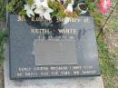 
Keith WHITE,
7-3-21 - 17-12-96 aged 75 years;
Mudgeeraba cemetery, City of Gold Coast
