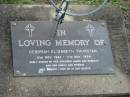 
Deborah Elizabeth THURSTAN,
21 Nov 1961 - 17 May 1994,
children James & Rebekah;
Mudgeeraba cemetery, City of Gold Coast
