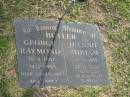George Raymond BUTLER, 10-4-1907 - 14-2-1995, remembered by wife & family; Jeannie Miriam BUTLER, 17-4-1912 - 27-12-2002; Mudgeeraba cemetery, City of Gold Coast 