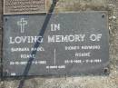 Barbara Mabel ROANE, 23-10-1907 - 7-2-1983; Sidney Raymond ROANE, 25-5-1908 - 17-6-1984; Sylvia Margaret HARMON (nee ROANE), 17-4-1933 - 29-9-2006; Mudgeeraba cemetery, City of Gold Coast 