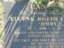 Eugene Joseph (Jimmy) LANTANG, 21-7-1916 - 5-10-1996, husband of Betty, father opa; Mudgeeraba cemetery, City of Gold Coast 