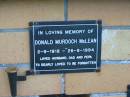 Donald Murdoch MCLEAN, 2-9-1918 - 26-8-1994, husband dad pepa; Mudgeeraba cemetery, City of Gold Coast 