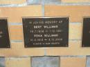 Bert WILLIAMS, 29-7-1908 - 1-12-1981; Edna WILLIAMS, 12-3-1913 - 3-10-2006; Mudgeeraba cemetery, City of Gold Coast 