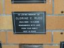 
Clorine E. RUDD,
28-6-1909 - 9-4-2006;
Mudgeeraba cemetery, City of Gold Coast
