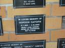 Gordon CAPORN, 5-7-1923 - 2-10-2003, husband father grandfather; Mudgeeraba cemetery, City of Gold Coast 