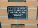 David Stewart BLAIR, 31-10-1933 - 14-5-1999, husband father grandfather; Mudgeeraba cemetery, City of Gold Coast 