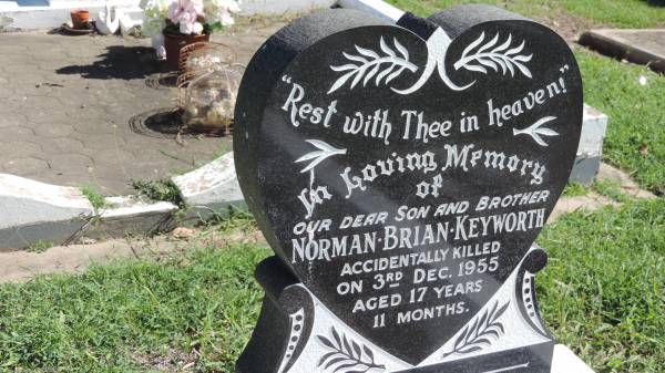 Norman Brian KEYWORTH  | d: 3 Dec 1955 aged 17y 11 mo  |   | Mulgildie Cemetery, North Burnett Region  |   | 