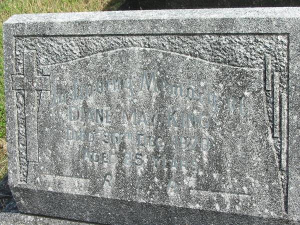 Diane May KING,  | died 30 Dec 1970 aged 25 years;  | Murwillumbah Catholic Cemetery, New South Wales  | 