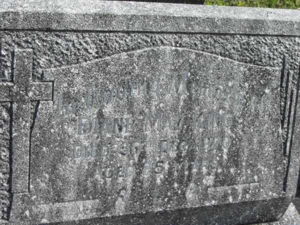 Diane May KING,  | died 30 Dec 1970 aged 25 years;  | Murwillumbah Catholic Cemetery, New South Wales  | 