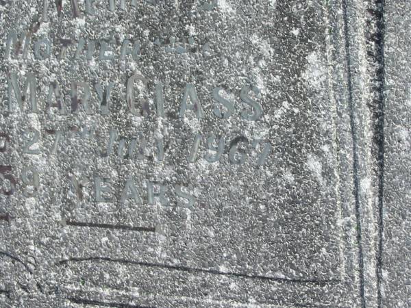 Lorna Mary GLASS,  | mother,  | died 27 July 1967 aged 59 years;  | Murwillumbah Catholic Cemetery, New South Wales  | 