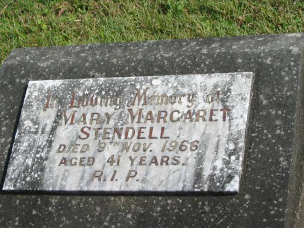 Mary Margaret STENDELL,  | died 9 Nov 1966 aged 41 years;  | Murwillumbah Catholic Cemetery, New South Wales  | 