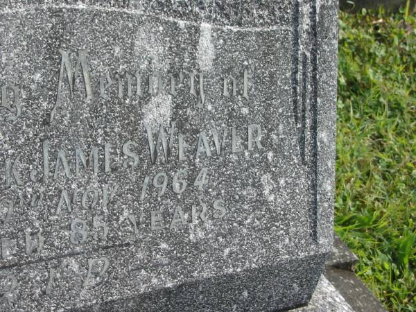 Frederick James WEAVER,  | died 20 Nov 196 aged 85 years;  | Murwillumbah Catholic Cemetery, New South Wales  | 