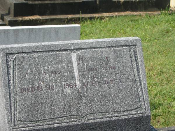 John Joseph PRAGEY,  | husband father,  | died 18 July 1964 aged 76 years;  | Murwillumbah Catholic Cemetery, New South Wales  | 