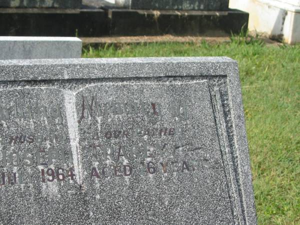 John Joseph PRAGEY,  | husband father,  | died 18 July 1964 aged 76 years;  | Murwillumbah Catholic Cemetery, New South Wales  | 