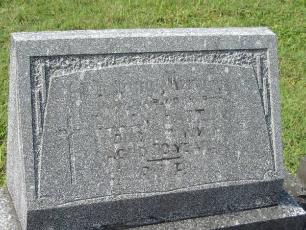 Ellen HATTON,  | mother,  | died 8 Nov 1966 aged 70 years;  | Murwillumbah Catholic Cemetery, New South Wales  | 