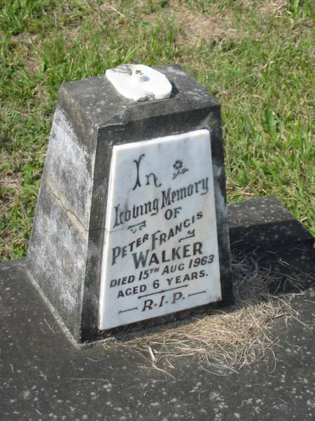 Peter Francis WALKER,  | died 15 Aug 1963 aged 6 years;  | Murwillumbah Catholic Cemetery, New South Wales  | 