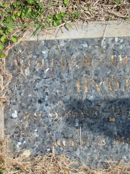 Colleen Therese HYDE,  | 29-9-1963 - 25-12-1963 aged 3 months;  | Murwillumbah Catholic Cemetery, New South Wales  | 