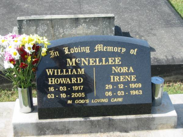 William Howard MCNELLEE,  | 16-03-1917 - 03-10-2005;  | Nora Irene MCNELLEE,  | 29-12-1909 - 06-03-1963;  | Murwillumbah Catholic Cemetery, New South Wales  | 