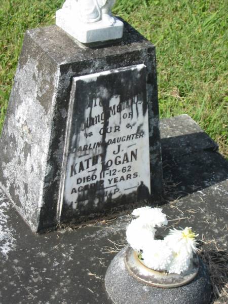 Kathy J. HOGAN,  | daughter,  | died 11-12-62 aged 2 years;  | Murwillumbah Catholic Cemetery, New South Wales  | 
