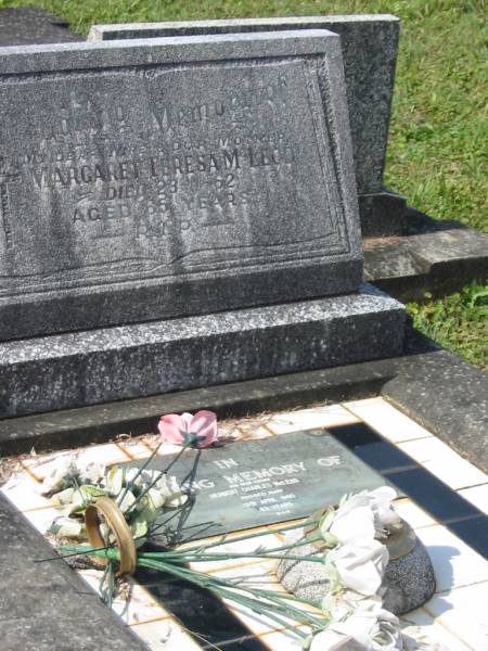 Margaret Teresa MCLEOD,  | wife mother,  | died 23-11-62 aged 65 years;  | Herbert Charles MCLEOD,  | father,  | died 12 April 1980 aged 83 years;  | Murwillumbah Catholic Cemetery, New South Wales  | 