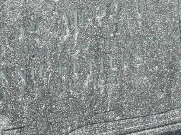 Annie BUTTERS,  | mother,  | died 2 July 1961;  | Murwillumbah Catholic Cemetery, New South Wales  | 