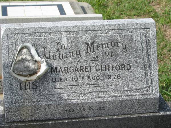 Margaret CLIFFORD,  | died 10 Aug 1978;  | Murwillumbah Catholic Cemetery, New South Wales  | 