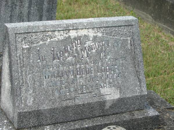 William Bede LODER,  | husband father,  | died 31 July 1964 aged 49 years;  | Murwillumbah Catholic Cemetery, New South Wales  | 