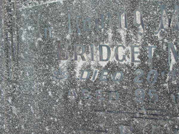 Bridget MCDONALD,  | mother,  | died 20 Aug 1960 aged 95 years;  | Murwillumbah Catholic Cemetery, New South Wales  | 