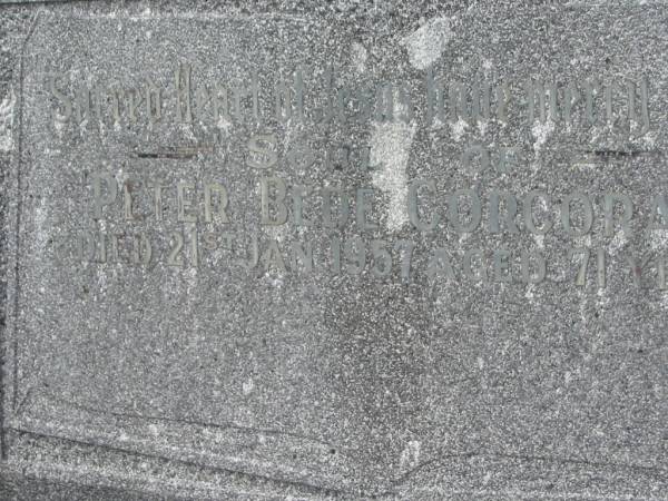 Peter Bede CORCORAN,  | brother,  | died 21 Jan 1957 aged 71 years;  | Murwillumbah Catholic Cemetery, New South Wales  | 
