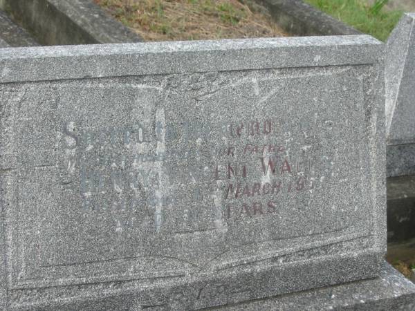 Henry Vincent WALLS,  | husband father,  | died 11 March 1957 aged 51 years;  | Mary Irene WALLS (STAUNTON),  | 9-12-1912 - 31-12-2005;  | Murwillumbah Catholic Cemetery, New South Wales  | 