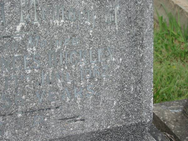 Edna Frances BUCKLEY,  | mother,  | died 17 June 1962 aged 56 years;  | Murwillumbah Catholic Cemetery, New South Wales  | 