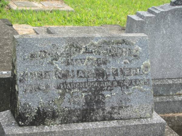 Ellen Mary MCLEOD,  | mother,  | died 31 March 1956 aged 74 years;  | Murwillumbah Catholic Cemetery, New South Wales  | 