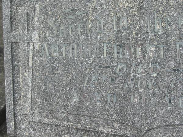 Arthur Ernest FARRELL,  | died 15 Nov 1954 aged 61 years;  | Murwillumbah Catholic Cemetery, New South Wales  | 