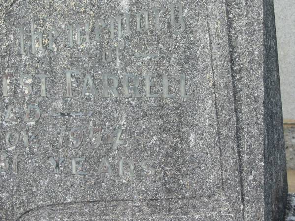 Arthur Ernest FARRELL,  | died 15 Nov 1954 aged 61 years;  | Murwillumbah Catholic Cemetery, New South Wales  | 