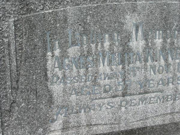 Agnes Melita KINNEALLY,  | died 11 Nov 1958 aged 57 years;  | Murwillumbah Catholic Cemetery, New South Wales  | 