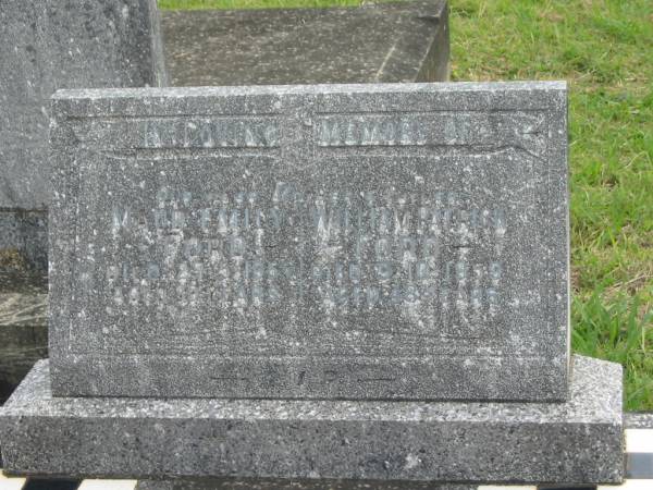Maud Emily FORD,  | mother,  | died 27-5-1955 aged 39 years;  | William Patrick FORD,  | father,  | died 9-10-1959 aged 48 years;  | Murwillumbah Catholic Cemetery, New South Wales  | 