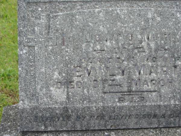 Emily MARTIN,  | mother,  | died 31 March  1955,  | erected by son & daughter;  | Murwillumbah Catholic Cemetery, New South Wales  | 