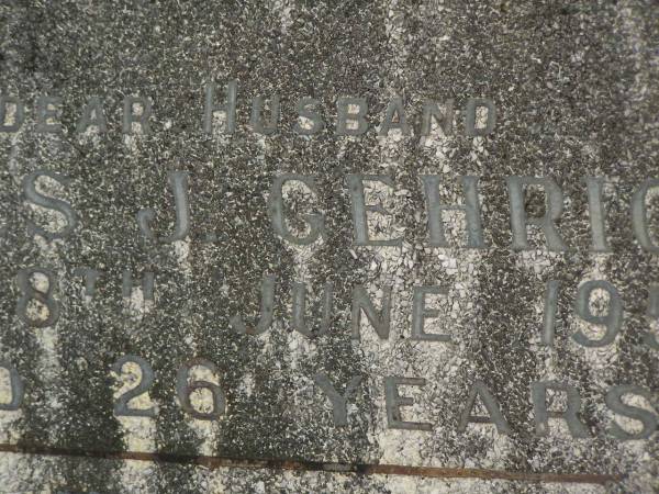 James J. GEHRIG,  | husband,  | died 18 June 1951 aged 26 years;  | Murwillumbah Catholic Cemetery, New South Wales  | 