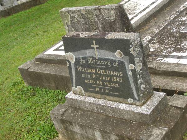 William GELZINNIS,  | died 18 July 1963 aged 65 years;  | Murwillumbah Catholic Cemetery, New South Wales  | 