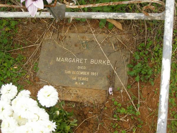 Margaret BURKE,  | died 13 Dec 1951 aged 66 years;  | Murwillumbah Catholic Cemetery, New South Wales  | 