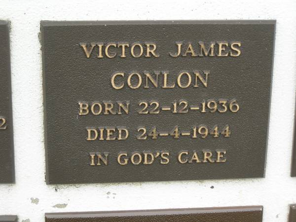 Victor James CONLON,  | born 22-12-1936,  | died 24-4-1944;  | Murwillumbah Catholic Cemetery, New South Wales  | 
