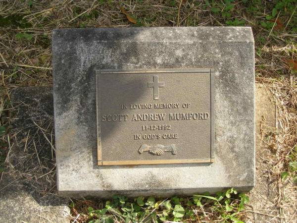 Scott Andrew MUMFORD,  | died 11-12-1992;  | Murwillumbah Catholic Cemetery, New South Wales  | 