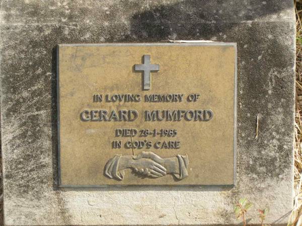Gerard MUMFORD,  | died 28-1-1985;  | Murwillumbah Catholic Cemetery, New South Wales  | 
