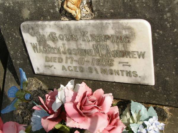 Warren Joseph MCANDER,  | died 17-11-1956 aged 9 1/2 months;  | Murwillumbah Catholic Cemetery, New South Wales  | 