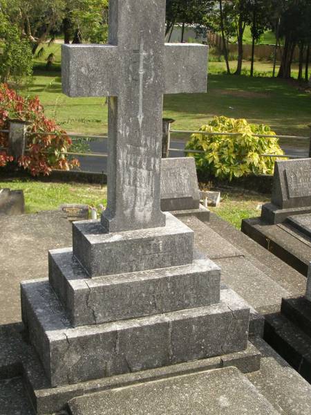 John William O'ROURKE,  | husband father,  | died 1 Aug 1943 aged 53 years;  | Murwillumbah Catholic Cemetery, New South Wales  | 