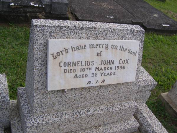 Cornelius John COX,  | died 10 March 1936 aged 38 years;  | Murwillumbah Catholic Cemetery, New South Wales  | 